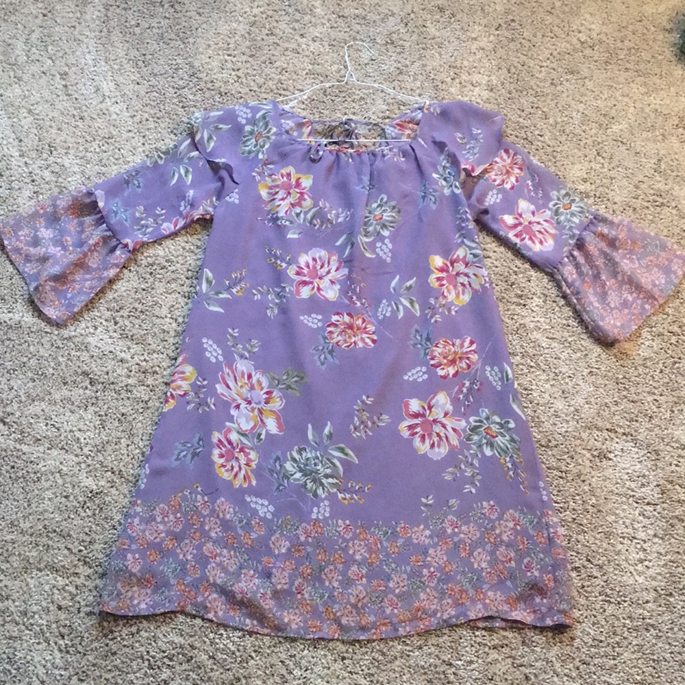 Blue Rain floral long sleeve dress